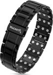 MagnetRX® 3X Strength Titanium Magnetic Bracelet – Magnetic Bracelets for Men – Premium Fold-Over Clasp and Adjustable Length with Sizing Tool (Black)