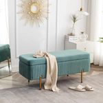 LEGACY OF COMFORT Miajah Velvet Upholstered Flip Top Storage Bench 2 Seater Sofa Upholstered Ottoman Bench with Storage for Living Room, Bedroom (Teal)