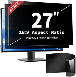 DEJIMAX 2 Pack- 27 Inch Curved Computer Privacy Screen Filter for 16:9 Widescreen Computer Screen Protector Computer Screen Privacy Shield Anti Glare and Blue Light