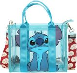 Lilo & Stitch Clear Blue Glitter Print Tote With Detachable Strap