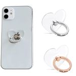 Transparent Cell Phone Ring Holder,2 Pcs Phone Stand,360 Degree Rotation Heart With Diamond Phone Ring Support Holder,for Various Mobile Smart phones (heart-shaped)