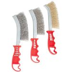 Performance Tool W4990 3pc Hand Brush Set Stainless Steel, Galvanized and Brass Wire Brush for Cleaning Welding Slag and Rust