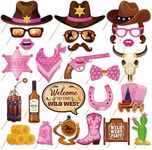 CC HOME 25pcs West Cowboy Photo Booth Props Cowboy Photo Booth Patterns Party Decorations Party Favor for Girl Women Cowboy Party Essentials