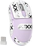 MAMBASNAKE x Attack Shark X3 Wireless Gaming Mouse, 49g Ultralight PixArt PAW3395 26000 DPI, Bluetooth/2.4Ghz /Wired Tri-Mode, 200Hrs Rechargeable Battery, Kailh GM8.0 Switch for MAC/Win（Purple&Tape）