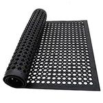 ybaymy Rubber Drainage Mat 90 x 150cm Outdoor Rubber Entrance Matting Anti Fatigue Non-Slip Doormat, Commercial Kitchen Floor Mat with Drain Hole for Industrial Kitchen Restaurant Bathroom