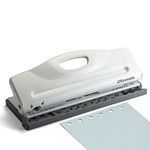 Officemate Adjustable 6-Hole Punch for Planners and Binders, 8 Sheet Capacity, White (90162)