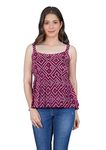 Madnoo Women`s Casual Sleeveless Printed Top (Maroon, XXL)