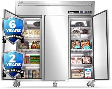 Coolski Dual Temp Commercial Refrigerator 3 Door Upright 72" W, 54 Cu.ft Reach in Fan Cooling Commercial Refrigerator and Freezer Combo for Restaurant, Kitchen, Garage, Food Truck, School, Church