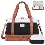 Travel Duffel Bag, ETRONIK Weekend Bag for Women with Shoes Compartment & Wet Pocket, Overnight Hospital Bag with Toiletry Bag, Carry On Bag for Yoga, Sports (Brown)