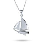 Bling .925 Sterling Silver Personalized Nautical Sail Boat Sea Lover Ocean Vacation Ship Sailboat Pendant Necklace For Women Teen Customizable