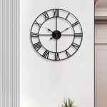 24 inch Large Metal Wall Clock, Ind