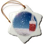 3dRose Snowflake Ornament - Night Before Christmas Winter Snowstorm Chimney - 3-inches (ORN_295963_1)