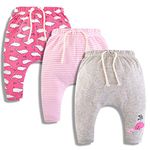 3 Pack Unisex Kids Toddler Harem Pants Cotton Elastic Trousers Pink Whale 12Months