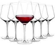 Amisglass Crystal Wine Glasses, 600ml Lead Free Clear Classic Design, Perfect for Red Wines & White Wines, Crystal Glass Pure Stemware Collection Cabernet Red Wine Glass, Set of 6