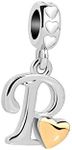 SBI Jewelry Women Initial A-Z Charm Compatible with Pandoran Charm BraceletsSilver Love Heart Letter Charm for Bracelets Girls Friends Sisters Cousin Granddaughter Alphabet A-Z, Non-Precious Metal, No Gemstone