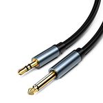 fdealz® [ 1 Piece / 150 Cm ] 3.5mm Stereo Male to 6.35MM Mono Male Cable ; 1/8 Inch Stereo to 1/4 inch Mono Audio cable for iPad, iPod, iPhone, PC, tablet, laptop, MacBook, DVD player, TV, amplifier, guitar, soundbar, speaker, mixer, audio recorder, home systems