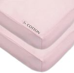 American Baby Company 2 Pack 100% Cotton Value Jersey Knit Fitted Crib Sheet for Standard Crib and Toddler Mattresses, Pink, for Girls