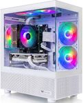 AIGAMEPC Gaming PC Desktop Computer, Intel Core i7 up to 4.0GHz, RX 580 8G, 16G RAM, 512GB M.2 SSD, BX3 550W 80PLUS Bronze PSU, WiFi 5, RGB Fan x5, Windows 11 Home, Sea View Room, White Towers PC
