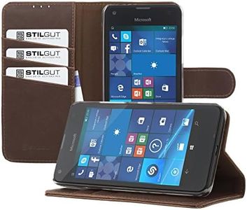 STILGUT Talis® Microsoft Lumia 550 Cognac Vintage Case with Stand and Credit Card Holder