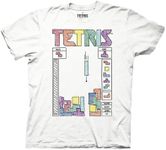 Ripple Junction Tetris Video Game Men's Short Sleeve T-Shirt Coloring Book Gameplay Screen Officially Licensed White Med