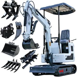 DigSwift 1.2 Ton Crawler B&S Gasoline Mini Excavator DS-15, with Hydraulic Thumb Clamp, Ripper, Toothless Bucket, Rake, Quick Coupler, Auger, Grapple, Strong Stability, Work for Occasions