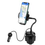 USB Car Charger Mount, 2-in-1 Car Cup Holder Phone Mount with 4 USB Charging Ports Cell Phone Cup Holder for car, Compatible with Cellphone iPhone Samsung Tablet and More