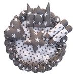 LOREM Round Baby Tub Bed with 5 Multi Shaped Pillows Set Baby Co Sleeper Soft, Comfortable and Safe for Newborn Babies to Toddlers Babby Bed Set (Gray)