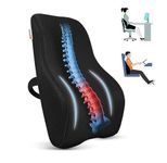 kossto Orthopedic Back Brace Memory Foam Lumbar Support Backrest for Upper, Middle & Lower Back Pain Compatible with Car, Office Chair having Mesh Cover, Adjustable Strap with 2 Years Warranty (BLACK)