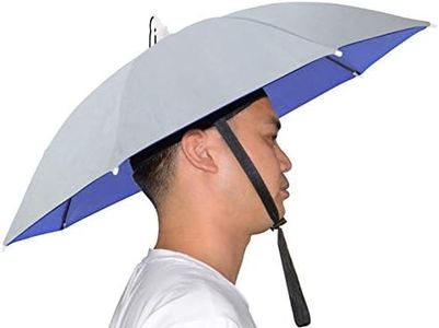 NEW-Vi Umbrella Hat Adult and Kids Folding Cap for Beach Fishing Golf Party Headwear (Blue 2 Pcs)