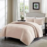 Comfort Spaces Kienna Quilt Set-Luxury Double Sided Stitching Design All Season, Lightweight, Coverlet Bedspread Bedding, Matching Shams, King/Cal King(104 inch x90 inch), Blush