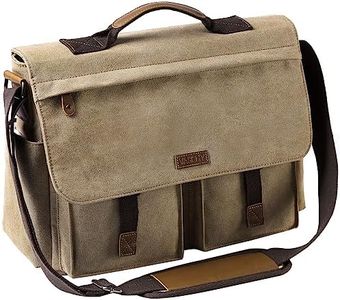 Messenger Bag for Men, VASCHY Vintage Water Resistant Waxed Canvas Satchel 15.6 inch Laptop Briefcase Shoulder Bag with Padded Shoulder Strap Camel