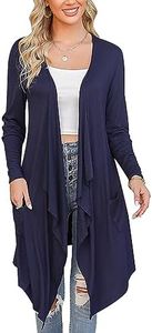 Irevial Cardigan Cotone Donna Elegante Lungo-Aperto a Maniche Lunghe Top in Maglia Leggero e Traspirante Blu Navy M