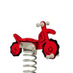 WICKEY PRO Feather Rocker Motorcycle Trickey Red - Feather Animal Playground Device - Includes Ground Anchor - Outdoor Playground Seesaw for Children - for Public Playgrounds and Schools