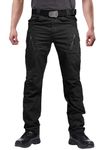 Susclude Men's Outdoor Cargo Pants Cotton Casual Work Trousers Military Tactical Pants Ripstop Lightweight Combat Trousers Hiking Pants Men Black 32Wx30L