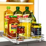 LYNK PROFESSIONAL® Pull Out Spice Rack Organizer for Inside Kitchen Cabinets - 10-1/4 inch Wide - Slide Out Drawer – Chrome Sliding Spice Cabinet Organization Shelf Racks - 1 Tier