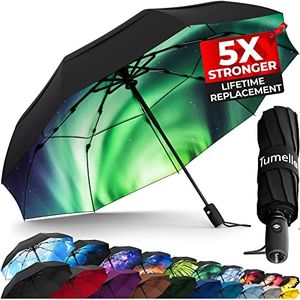 TUMELLA Unbreakable Windproof Travel Umbrella (Compact, Superior & Beautiful), Small Strong but Light Portable and Automatic Folding Rain Umbrella, Durable Premium Grip, Fits Car & Backpack