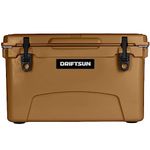 Driftsun Heavy Duty Portable 45 Quart Insulated Hardside Ice Chest Cooler, Tan