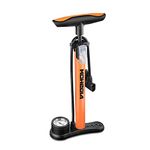 Bike Pump,MOHEGIA Bicycle Floor Pump with Gauge,High Pressure 160 PSI Fits Schrader and Presta Valve,for Tyre,Balls,Balloons,Inflatables Orange