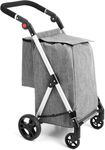 Kiffler Foldable Shopping Cart with Wheels, Groceries Cart with Removable Waterproof Shopping Bag, Rolling Personal Handtruk, Large Capacity Utility Carts for Groceries Shopping Transport (Grey)