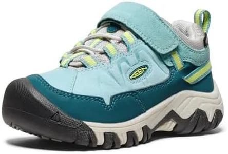 KEEN Targhee 4 Low Height Durable Comfortable Waterproof Hiking Shoes, Reef Waters/Daiquiri Green, 10 US Unisex Little Kid