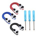 Micro Traders 3 Set Archery D Loop Compound Bow Metal U Nock D Ring Buckle Release Nocking Loop with Screwdrivers for Shooting Installation Accessories Red Blue Black