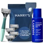 Harry's Razors for Men - Men's Razor Set with Tropical Green Handle, 5 Razor Blade Refills, Travel Blade Cover, 60ml Shave Gel