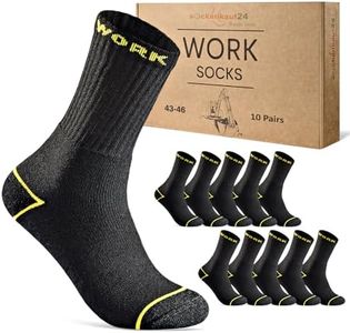 10 Paar Herren Arbeitssocken WORK Socken Baumwolle 70204T (Schwarz 39-42)