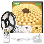 Lepro 10M LED Strip Lights with Remote and Plug, Warm White to Cool Daylight, Whiteness and Brightness Adjustable, Stick-on LED Tape for Mirror, Bed, Stair, Cabinet and More