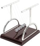 Viraaji Newton Cradle Pendulum | Metal Perpetual Motion Toy & Swing Balance Collision 5 Ball | Figurine Physics Gadget with Polished Plastic Base & Nylon Strings for Office Desk (Multicolur)