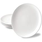 Delling 10 inch White Dinner Plates Set, Porcelain Dessert/Salad Plate, Serving Dishes, Dinnerware Sets, Scratch Resistant, Lead-Free, Microwave, Oven, and Dishwasher Safe - Set of 4