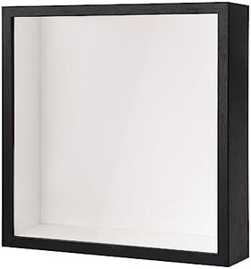 Cadre de Boîte D'Ombre, Cadre Photo 3D à Remplir, Cadre D'Objet en Bois, Cadre 3D Profond Bois pour Photos Médailles Fleurs Billets Souvenirs Painting Carte Postale (Noir 22x22cm)