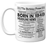 Stuff4 75th Birthday Mug Gift for Men Women - Born in 1949 Newspaper - Happy 75 Birthday Gifts for Grandad Grandma Nan Vintage Retro Back in 1949 Age Seventy-Five Bday, 11oz Ceramic Coffee Mugs