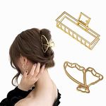 Sichumaria Hair Claw Clips:2 Pcs Gold Hair Clips For Thick Hair Metal Hair Claw Clips Long Big Jaw Clips For Hair Butterfly Hair Clips Hair Styling Accessories Hair Clamps Hair Accessories For Women