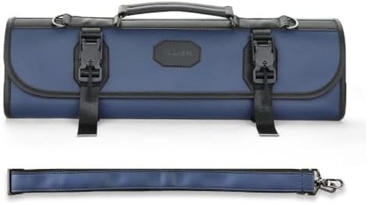 HEZHEN Blue Chef Knife Roll Bag, Large Microfiber Leather Case